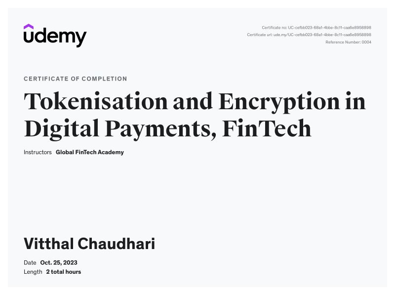 Finished Digital Payments Certification on Udemy Vitthal Chaudhari Finished Digital Payments Certification on Udemy Vitthal Chaudhari