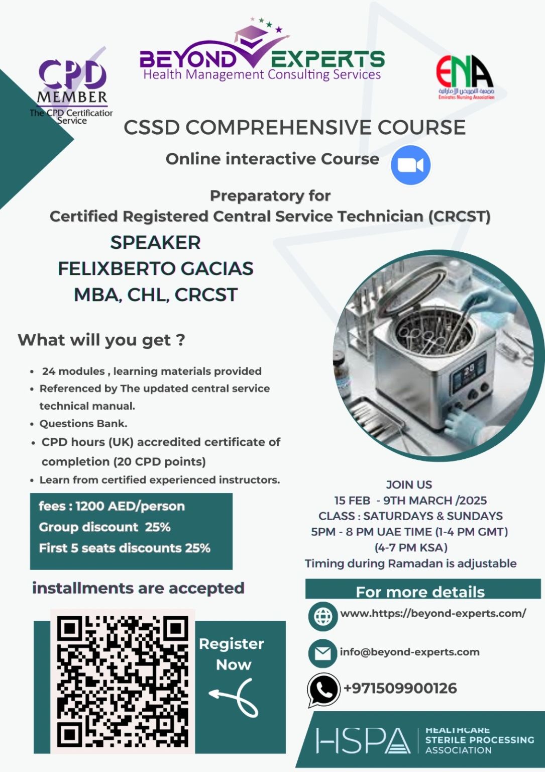 📢 Announcement: CSSD Comprehensive Course CRCST Preparation We are 📢 Announcement: CSSD Comprehensive Course CRCST Preparation We are