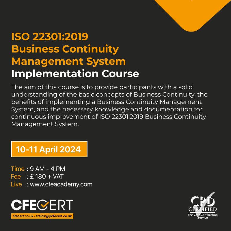 #iso22301 #businesscontinuity #bcms CFE Certification #iso22301 #businesscontinuity #bcms CFE Certification