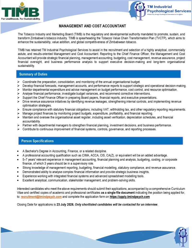 tobacco industry marketing board and bars five contractors over licences non-compliance Vacancies at the Tobacco Industry