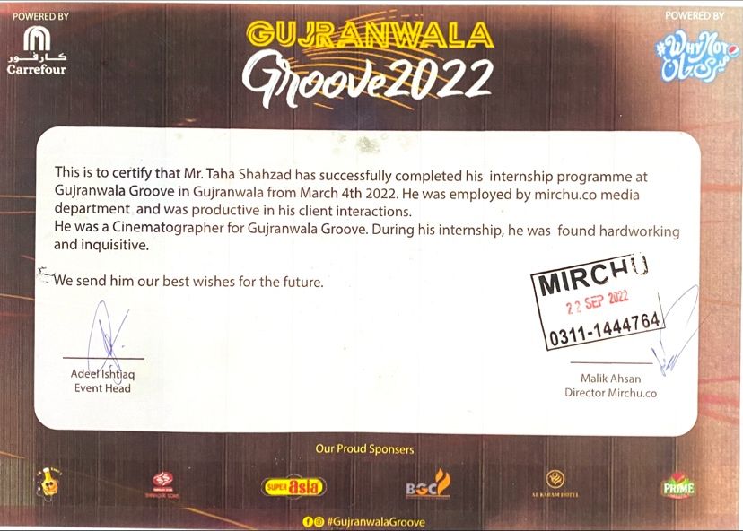 Taha Shahzad on LinkedIn: Certificate of Internship from Mirchu for Taha Shahzad on LinkedIn: Certificate of Internship from Mirchu for