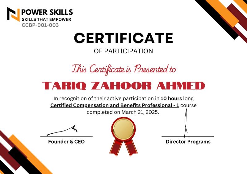 I have completed Compensation Benefits Professional Certification I have completed Compensation Benefits Professional Certification