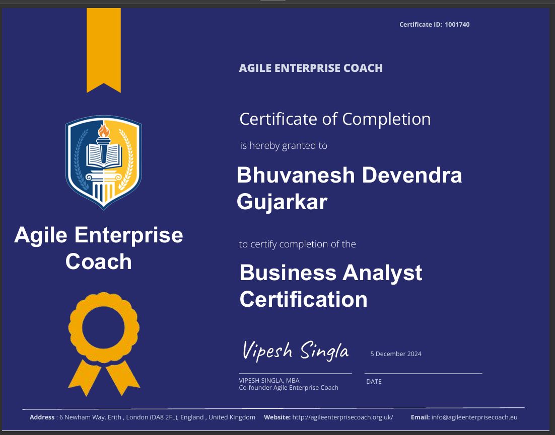 Bhuvanesh Gujarkar on LinkedIn: #businessanalyst #certification # Bhuvanesh Gujarkar on LinkedIn: #businessanalyst #certification #
