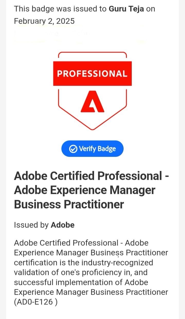 #adobecertified #aem Guruteja D #adobecertified #aem Guruteja D