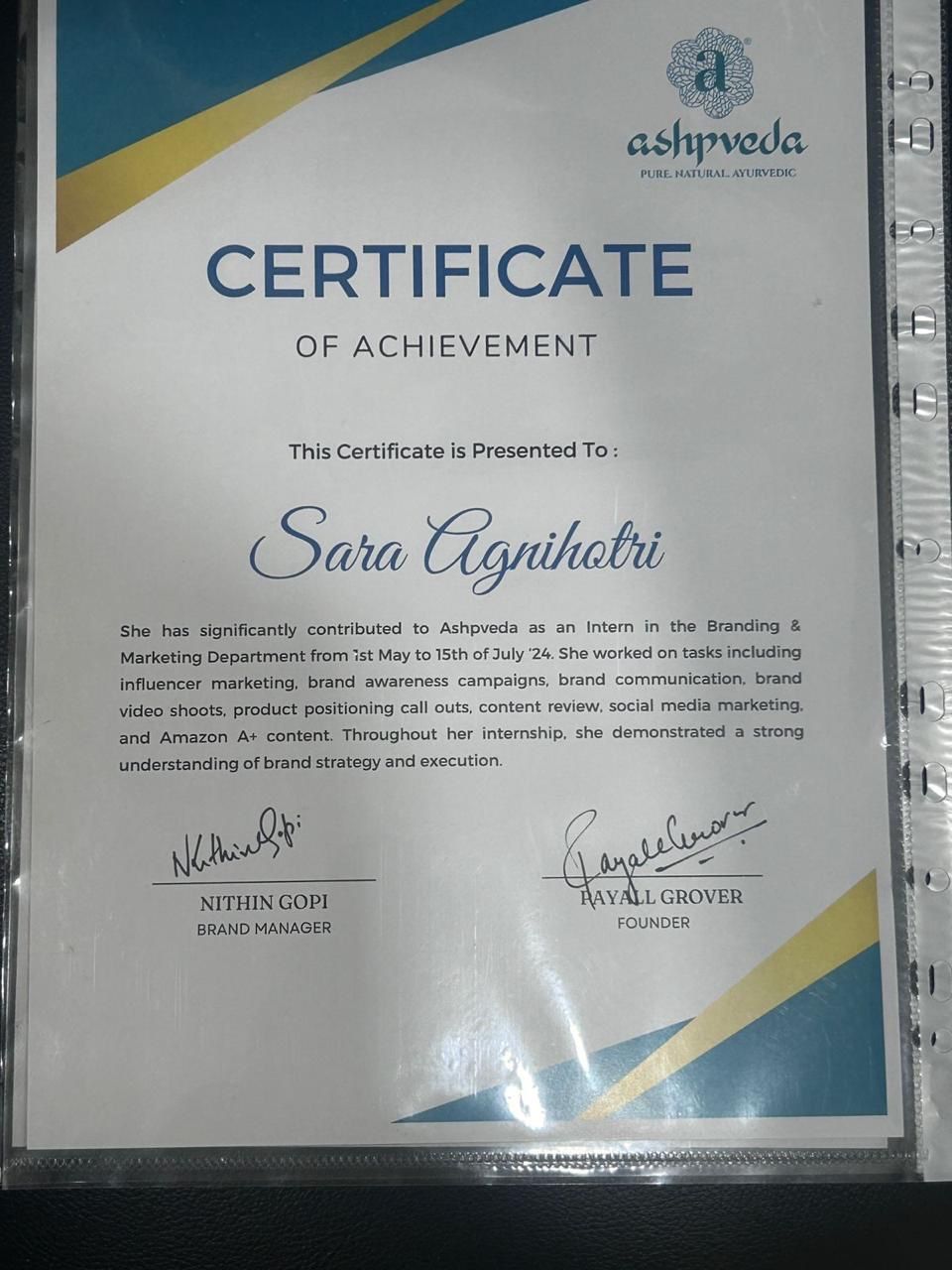 #ashpveda #internship #certificate #careerdevelopment Sara Agnihotri #ashpveda #internship #certificate #careerdevelopment Sara Agnihotri
