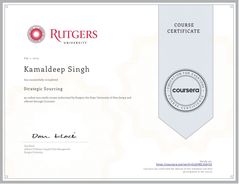 Kamaldeep Singh on LinkedIn: Strategic Sourcing Certification Kamaldeep Singh on LinkedIn: Strategic Sourcing Certification