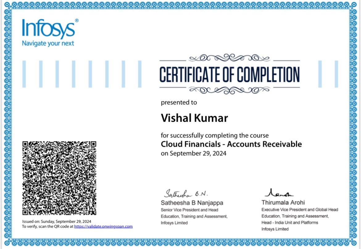 Vishal Kumar on LinkedIn: #oraclecertified #cloudfinancials # Vishal Kumar on LinkedIn: #oraclecertified #cloudfinancials #
