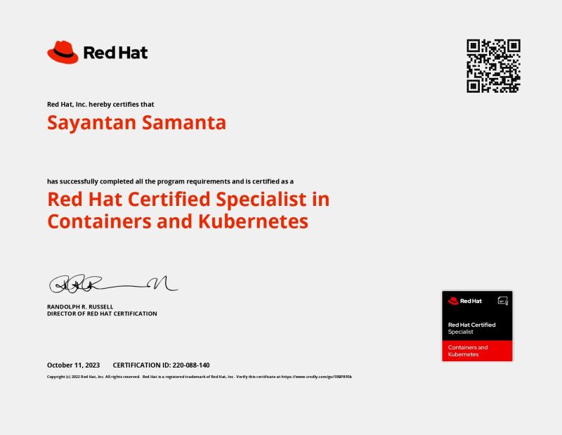 Sayantan Samanta on LinkedIn: #redhat #certification #containers # Sayantan Samanta on LinkedIn: #redhat #certification #containers #