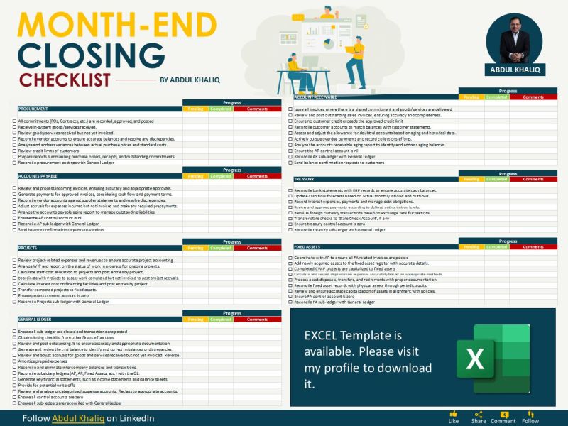 Month End Close Checklist Excel Template (by Abdul Khaliq) There is Month End Close Checklist Excel Template (by Abdul Khaliq) There is