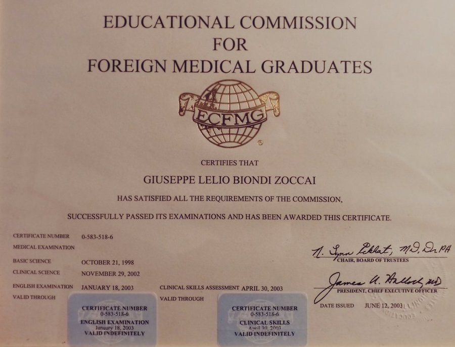 Giuseppe Biondi Zoccai on LinkedIn: My ECFMG Certificate issued on Giuseppe Biondi Zoccai on LinkedIn: My ECFMG Certificate issued on