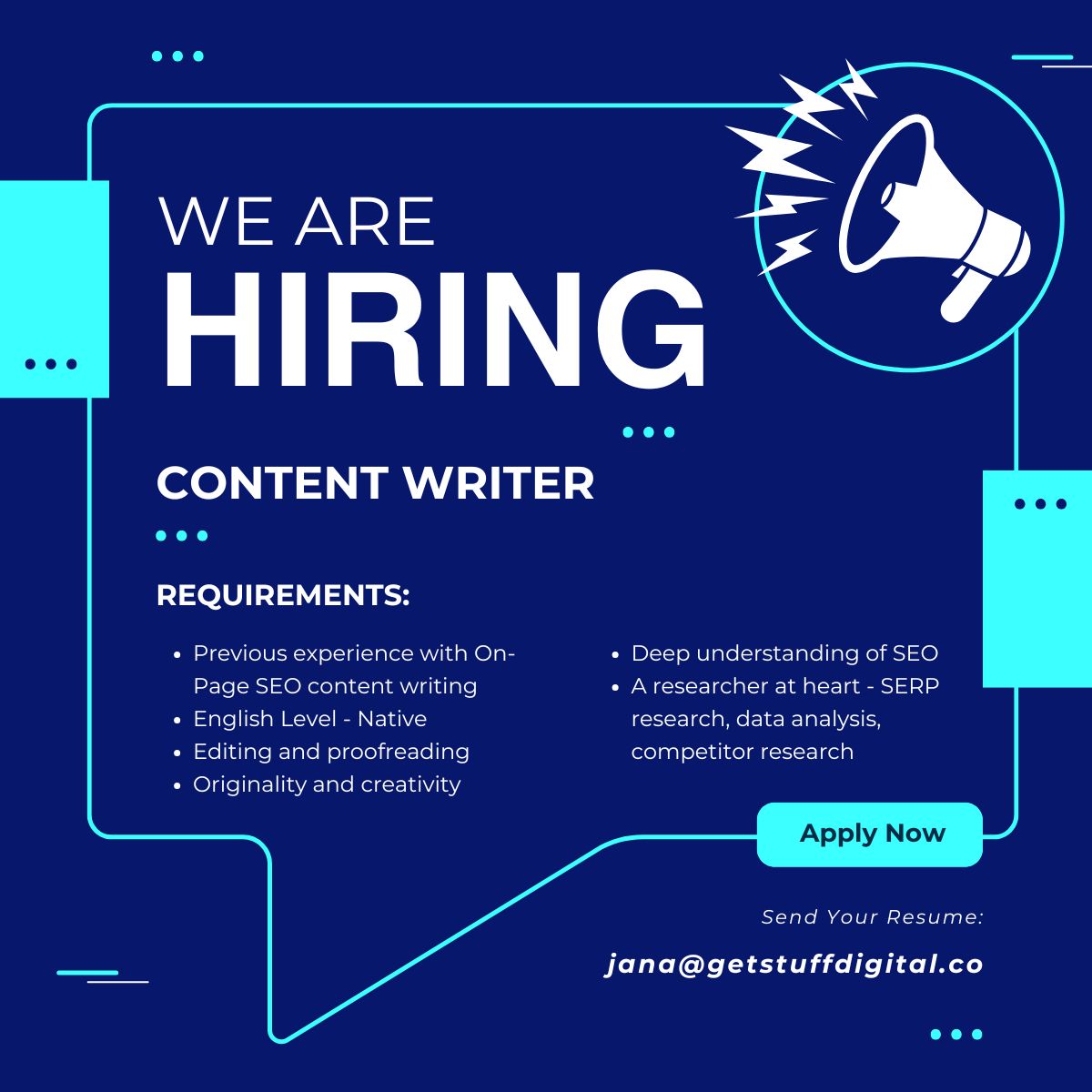 Get Stuff Digital is Hiring for a Content Writer