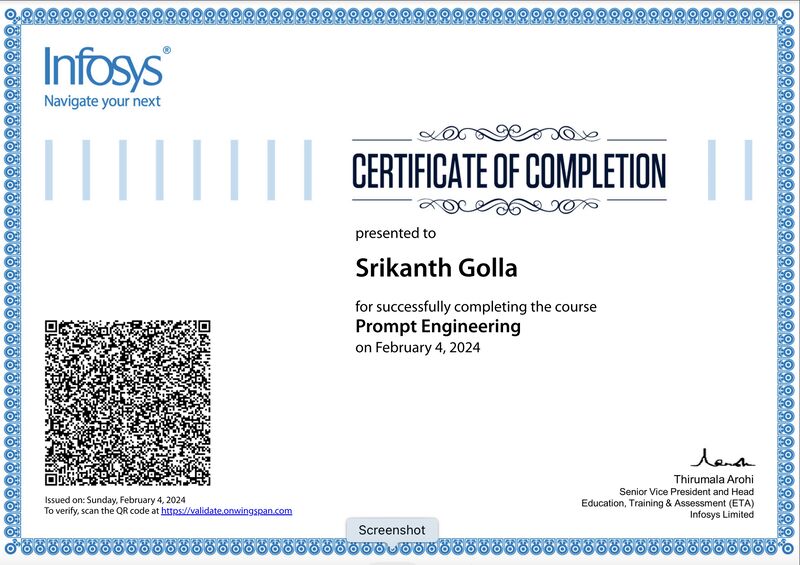 Srikanth Golla on LinkedIn: I m happy to share that I ve obtained a new Srikanth Golla on LinkedIn: I m happy to share that I ve obtained a new