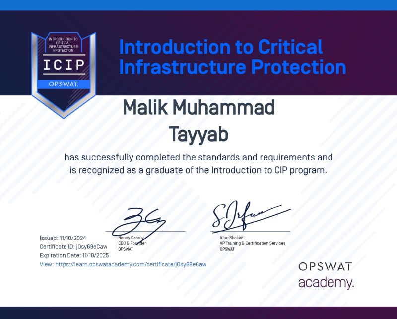 Malik Muhammad Tayyab on LinkedIn: #criticalinfrastructureprotection # Malik Muhammad Tayyab on LinkedIn: #criticalinfrastructureprotection #