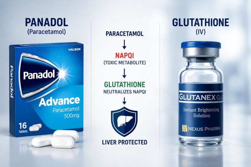 glutathione paracetamol Illustration of the effects of acetaminophen on glutathione, This graphic highlights the critical