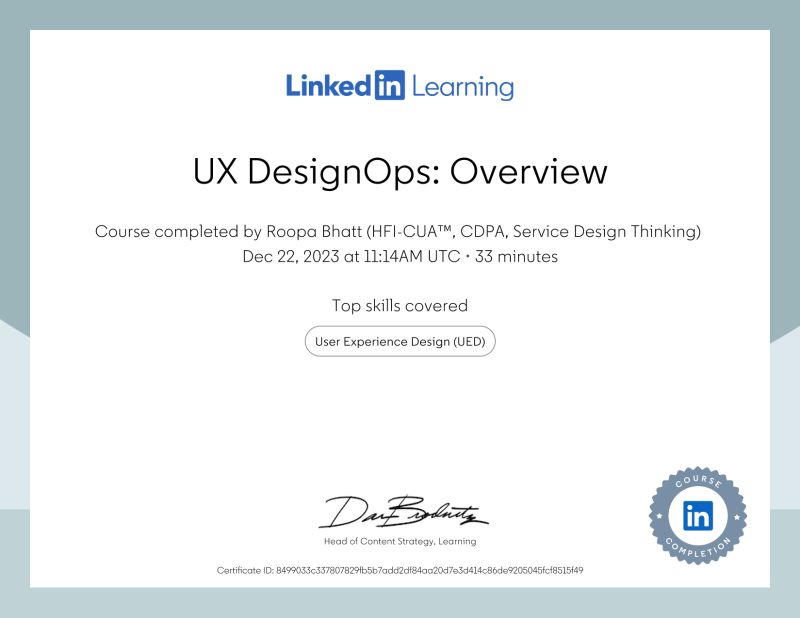 Roopa Bhatt (HFI CUA™ CDPA Service Design Thinking) on LinkedIn Roopa Bhatt (HFI CUA™ CDPA Service Design Thinking) on LinkedIn