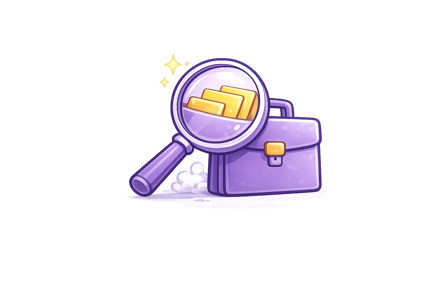 Illustration of a magnifying glass examining a briefcase of files, representing closer analysis of vacancy figures