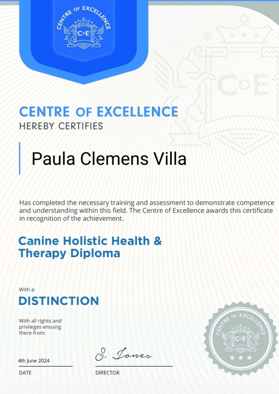 New certification: Canine Holistic Health Therapy Diploma from New certification: Canine Holistic Health Therapy Diploma from
