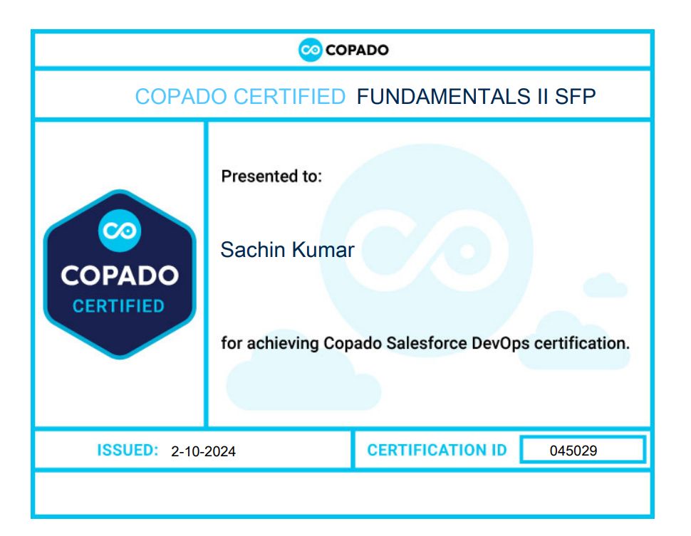 Sachin Kumar on LinkedIn: #certification #cognizant #techskills #copado Sachin Kumar on LinkedIn: #certification #cognizant #techskills #copado