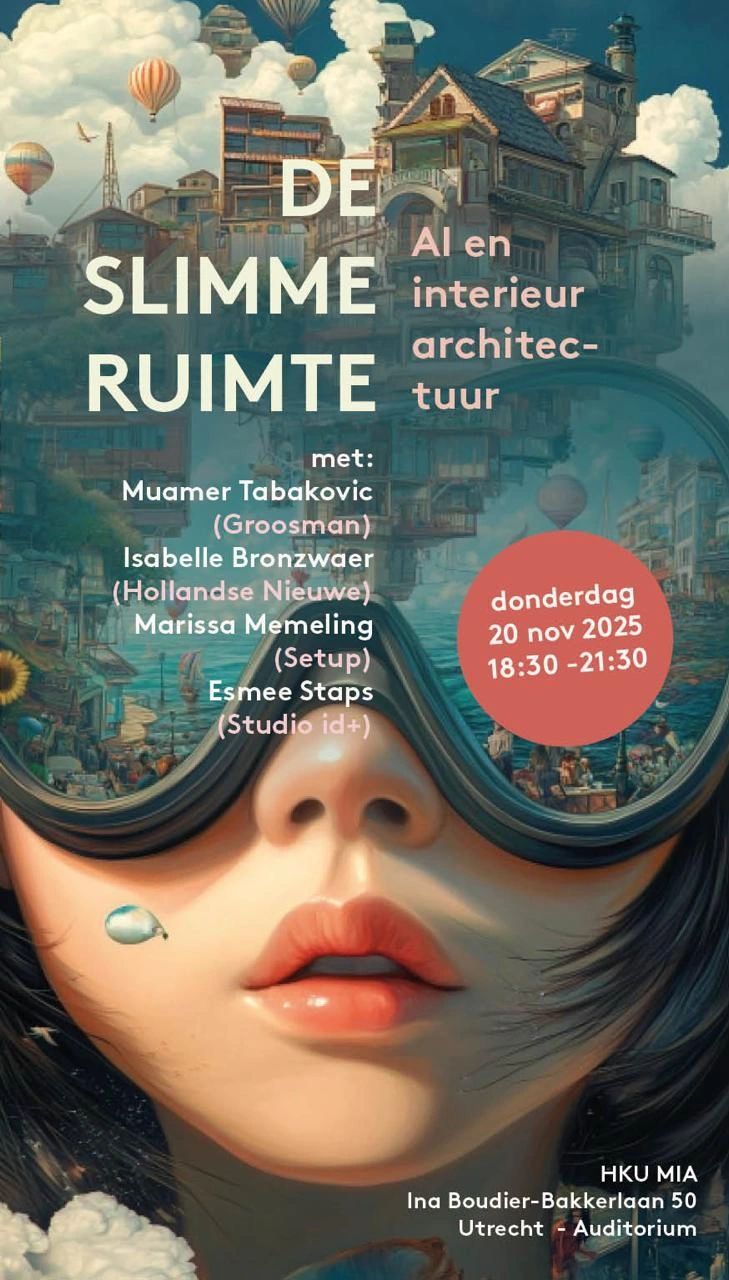 De Slimme Ruimte | AI en interieurarchitectuur Volgende week ga ik terug naar mijn opleiding om te praten en discussiƫren met studenten en professionals over AI! https://lnkd.in/eDgHQbm2 | Isabelle Bronzwaer