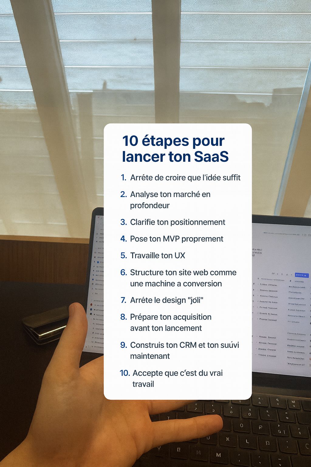 Les 10 choses à faire quand tu veux lancer ton SaaS.
(et que personne ne te dit vraiment).
1. Arrête de croire que l’idée suffit.
Le marché récompense l’exécution,
Pas les “concepts géniaux”.
2.… | Florent GHIZZONI