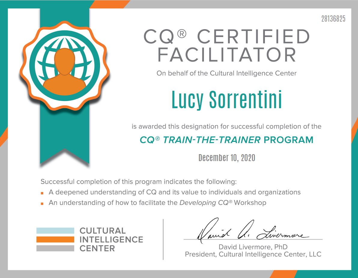 Lucy Sorrentini MBA CPC on LinkedIn: Obtaining my Cultural Lucy Sorrentini MBA CPC on LinkedIn: Obtaining my Cultural