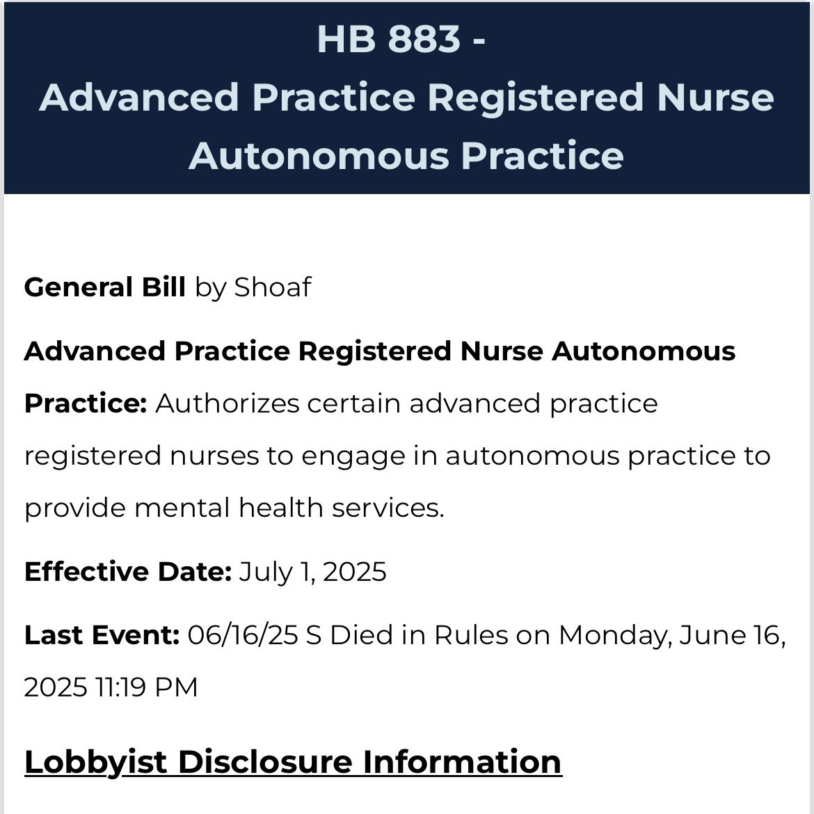 I am deeply disheartened about the the death of HB 883 in Florida I am deeply disheartened about the the death of HB 883 in Florida