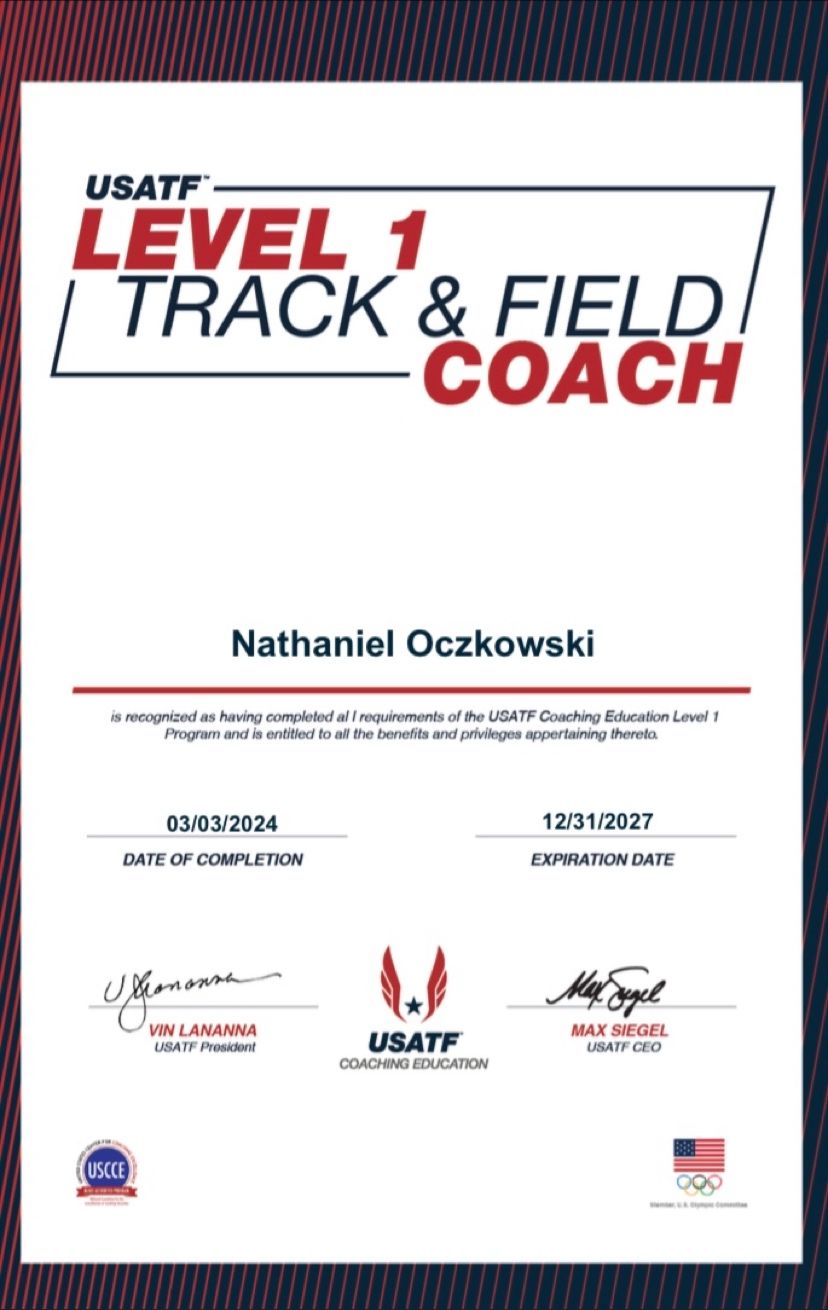 Nate Oczkowski on LinkedIn: Last weekend I completed the USATF Level 1 Nate Oczkowski on LinkedIn: Last weekend I completed the USATF Level 1