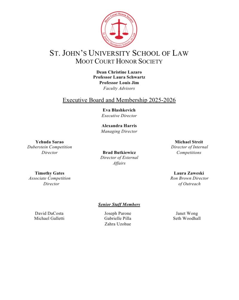 St John s Law Moot Court Honor Society is pleased to announce the St John s Law Moot Court Honor Society is pleased to announce the