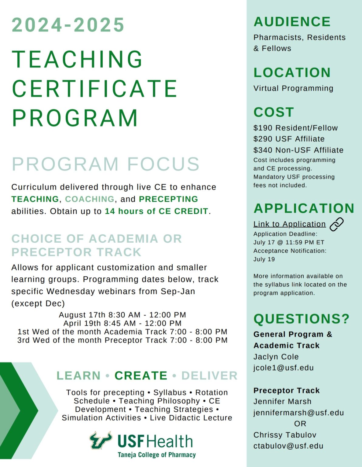 ‼️Reminder the USF Health Taneja College of Pharmacy Teaching ‼️Reminder the USF Health Taneja College of Pharmacy Teaching