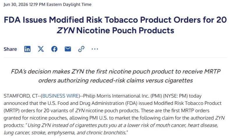 fda modified risk tobacco products Dental News US FDA Approves Zyn Nicotine
