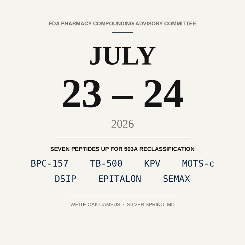 fda bpc-157 compounding status 2026 Legal Status: Regulations and FDA reviews BPC-157, TB-500 and