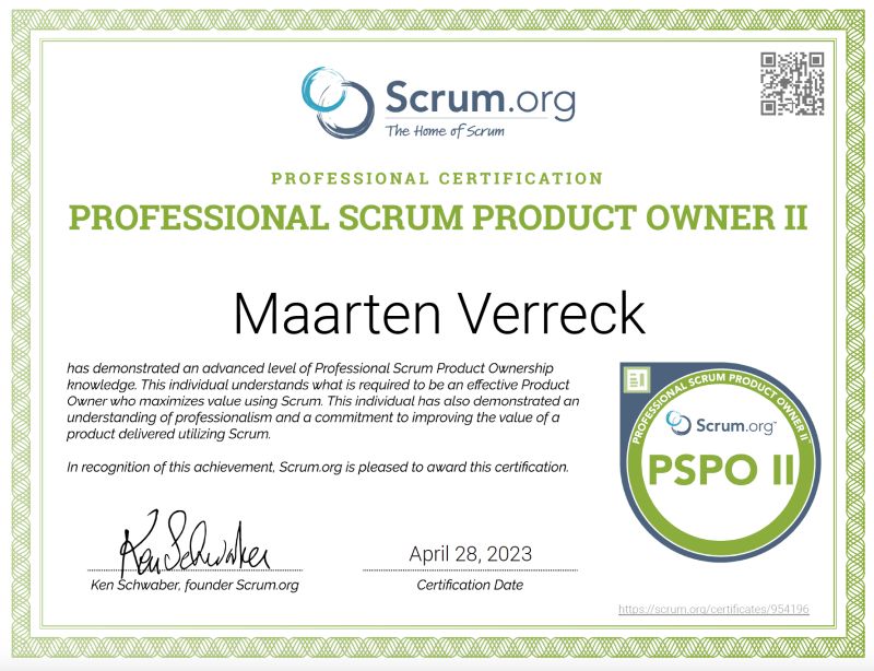 Maarten Verreck PSM II PSPO II SPS PAL PSF on LinkedIn: #pspo2 # Maarten Verreck PSM II PSPO II SPS PAL PSF on LinkedIn: #pspo2 #