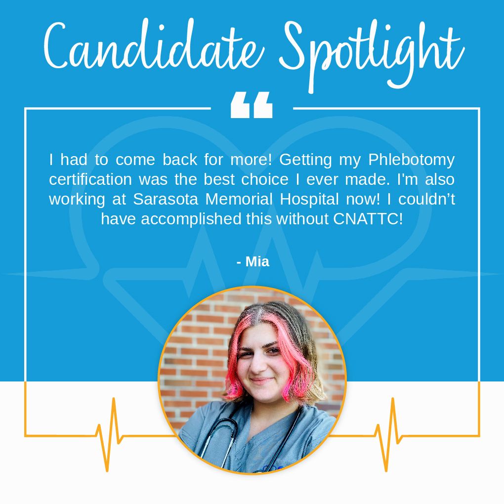 Mia completed her Phlebotomy certification with us then came back to Mia completed her Phlebotomy certification with us then came back to