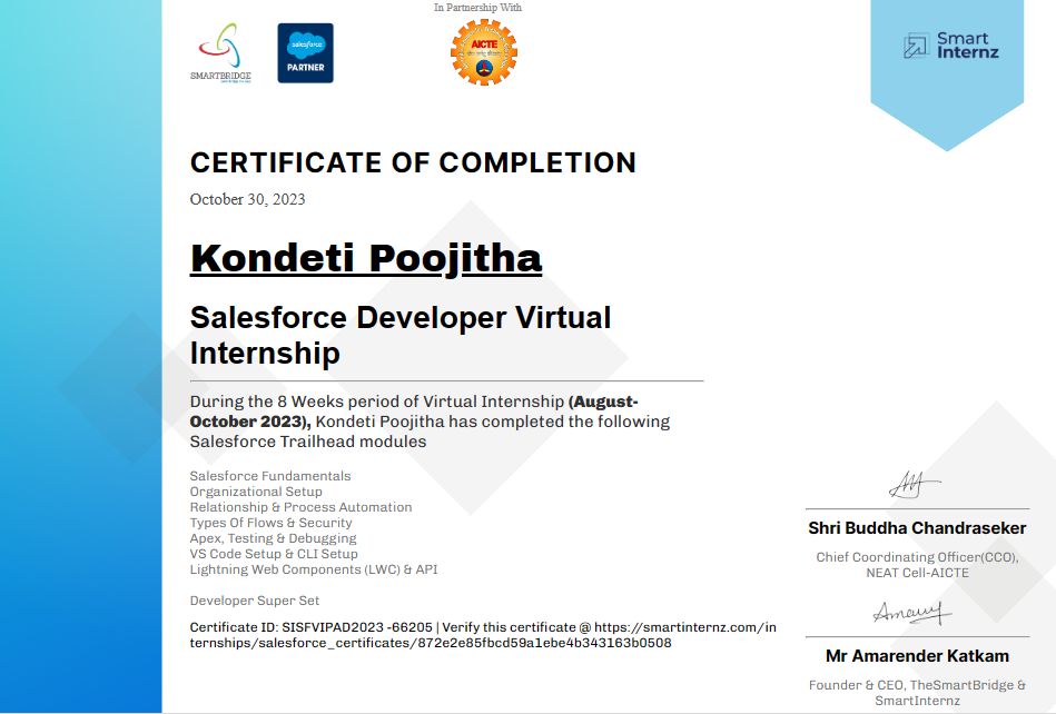 Kondeti Poojitha on LinkedIn: #pvpsit #salesforcedeveloper # Kondeti Poojitha on LinkedIn: #pvpsit #salesforcedeveloper #