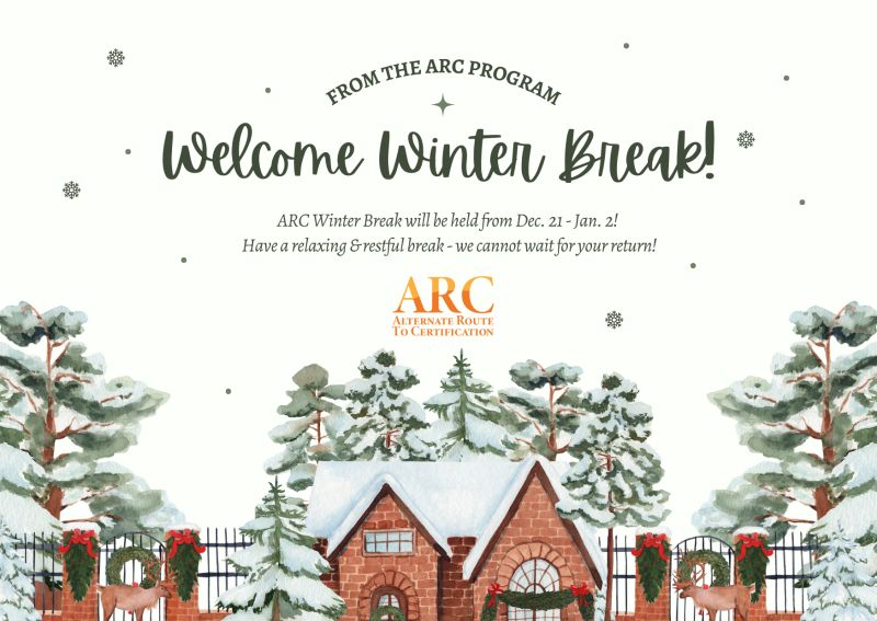 Welcome ARC Winter Break 🌲 We hope our candidates and faculty have a Welcome ARC Winter Break 🌲 We hope our candidates and faculty have a