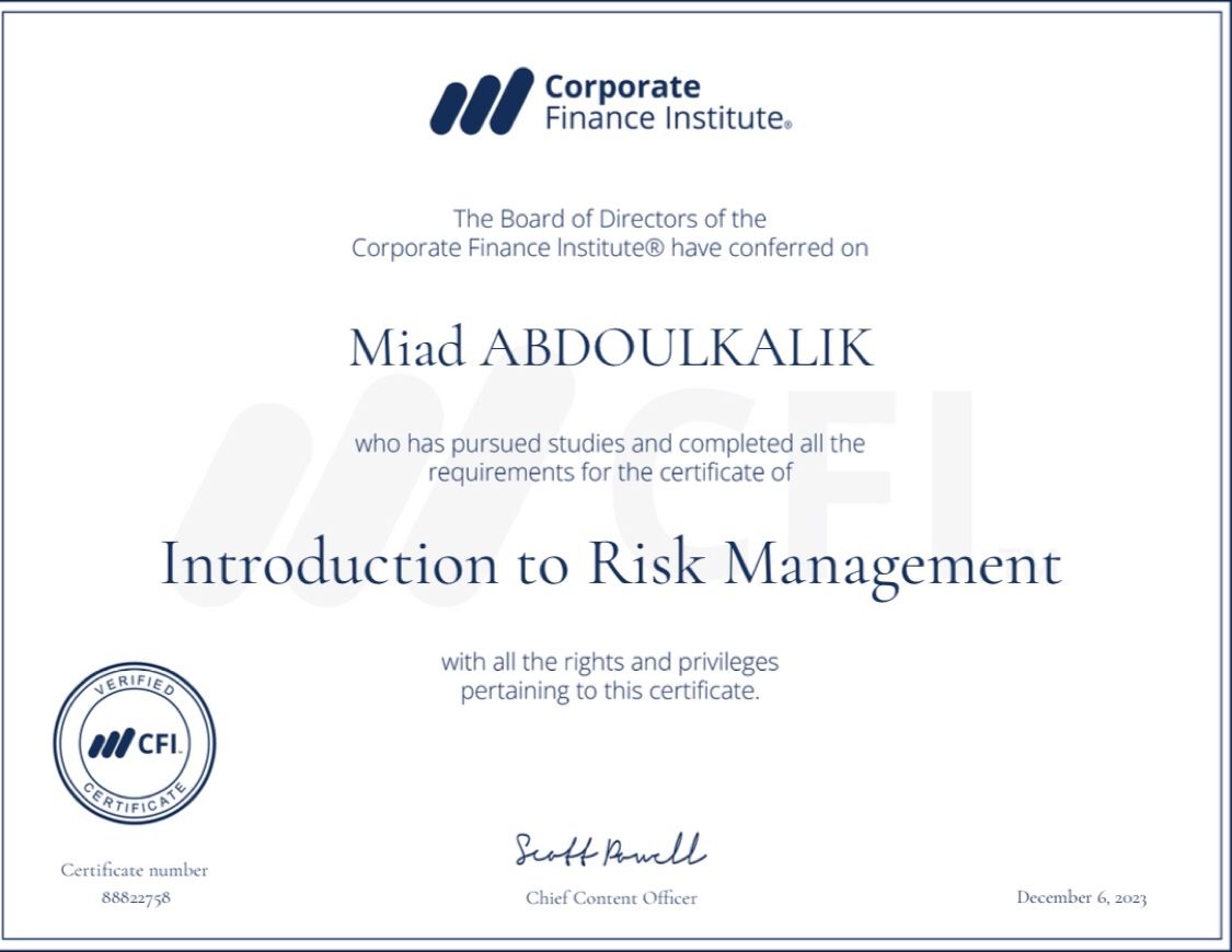Miad ABDOULKALIK on LinkedIn: #share certificate #risk management Miad ABDOULKALIK on LinkedIn: #share certificate #risk management