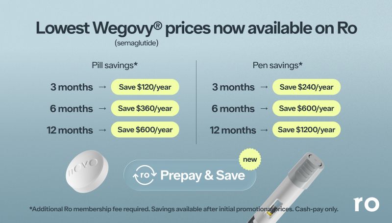 ro.co glp-1 price Start your Ro membership for $39. Then $74/mo with annual prepaid membership plan. Cost of medication not included in membership. Rx required Ro Launches Wegovy Pill Through