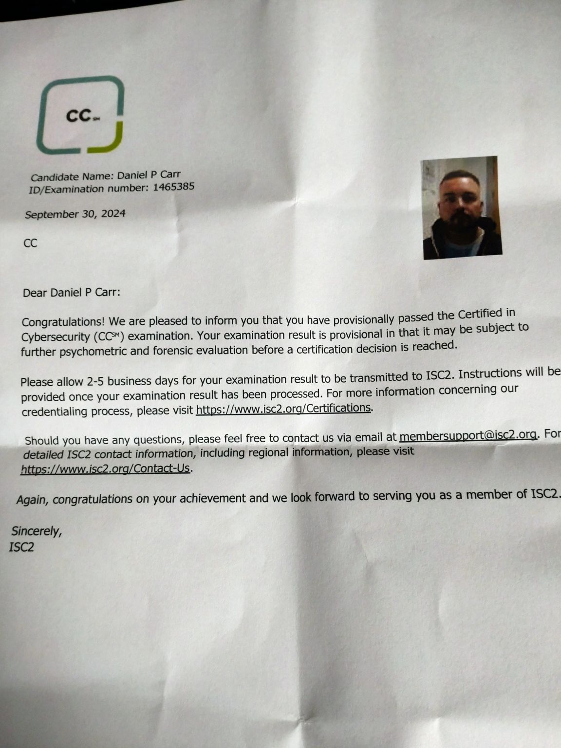 Dan Carr on LinkedIn: Started my ISC2 journey passing the CC exam this Dan Carr on LinkedIn: Started my ISC2 journey passing the CC exam this