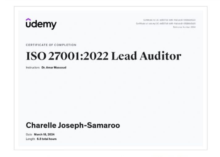 Charelle Joseph Samaroo MSc BSc CDPSE CISA CSXF on LinkedIn: Gained Charelle Joseph Samaroo MSc BSc CDPSE CISA CSXF on LinkedIn: Gained