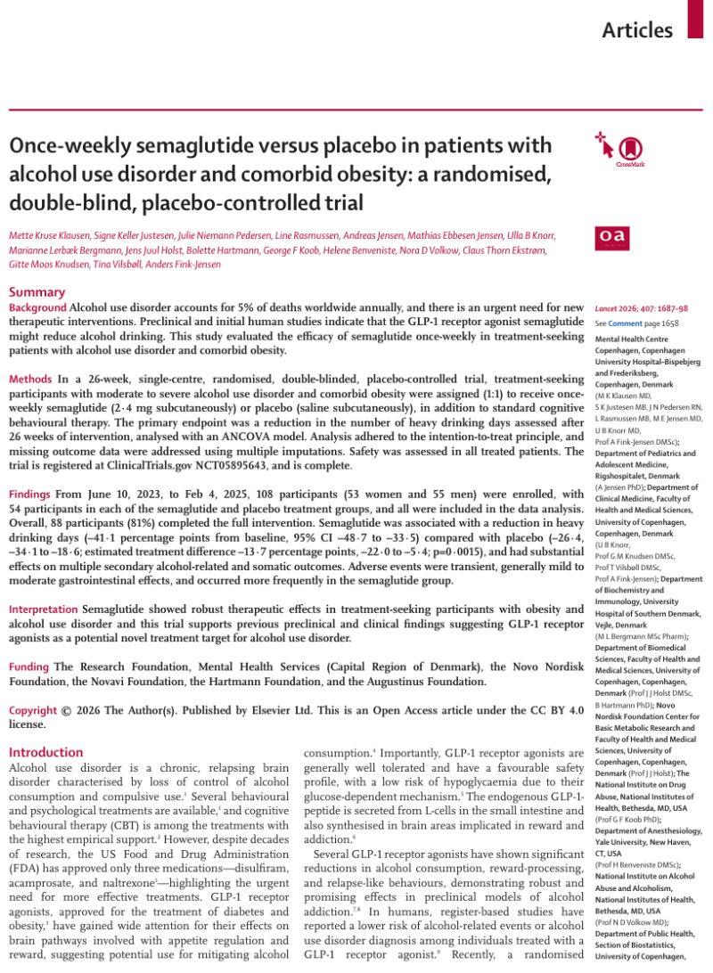semaglutide alcohol use disorder study New for trial shows big drops in drinking IUPHAR review Glucagon-like peptide-1