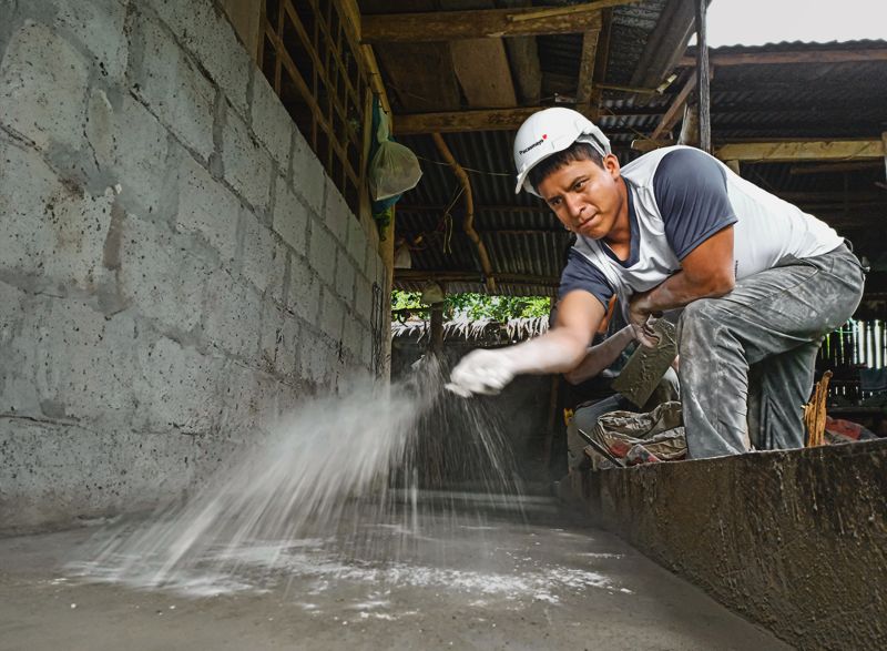 Cement being placed
