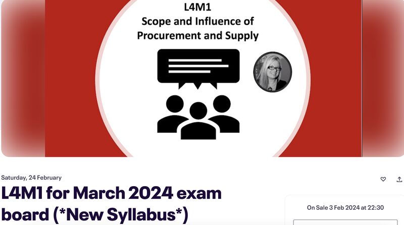 Procurement Study Buddy on LinkedIn: WEBINAR L4M1 for March 2024 exam Procurement Study Buddy on LinkedIn: WEBINAR L4M1 for March 2024 exam
