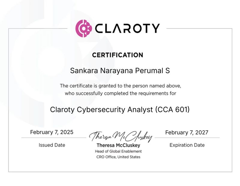 **Excited to share that I ve completed the Claroty Cybersecurity **Excited to share that I ve completed the Claroty Cybersecurity