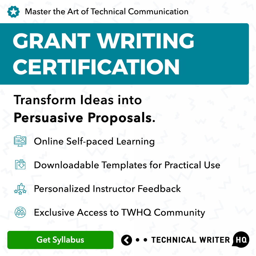 Technical Writer HQ on LinkedIn: Best Grant Writing Certification 2024 Technical Writer HQ on LinkedIn: Best Grant Writing Certification 2024