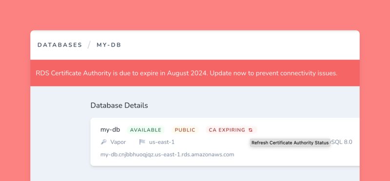 LaraChat on LinkedIn: LaraChat Articles Vapor: RDS Certificate LaraChat on LinkedIn: LaraChat Articles Vapor: RDS Certificate