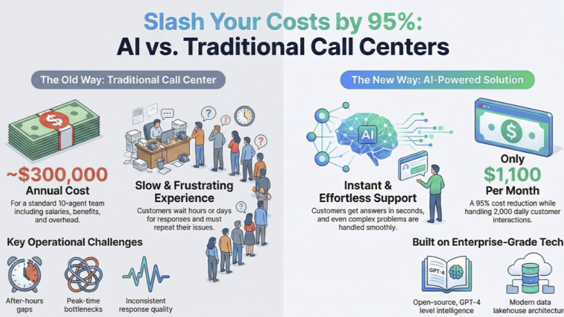 enterprise call center cost reduction chart ai