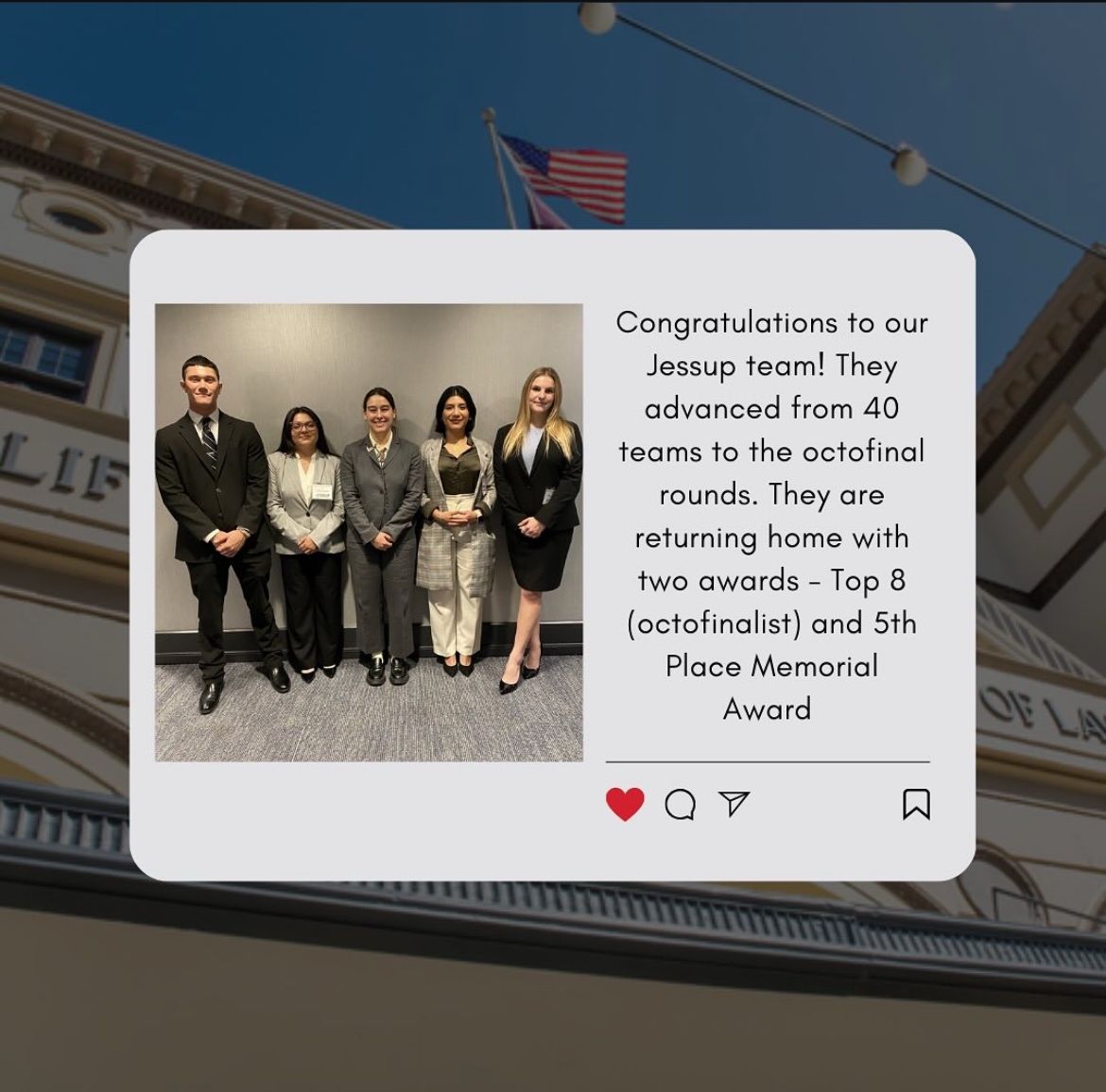 After nearly a year of preparing for the 2025 Jessup moot court After nearly a year of preparing for the 2025 Jessup moot court