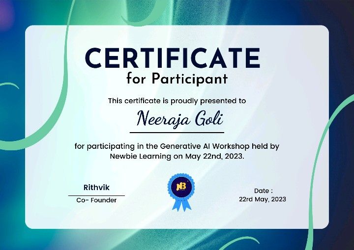 Neeraja Goli on LinkedIn: #generativeai #aiworkshop #certification # Neeraja Goli on LinkedIn: #generativeai #aiworkshop #certification #