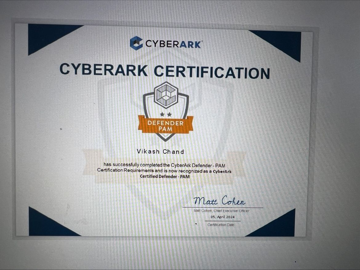 Happy to share that I have achieved CyberArk Defender PAM certification Happy to share that I have achieved CyberArk Defender PAM certification