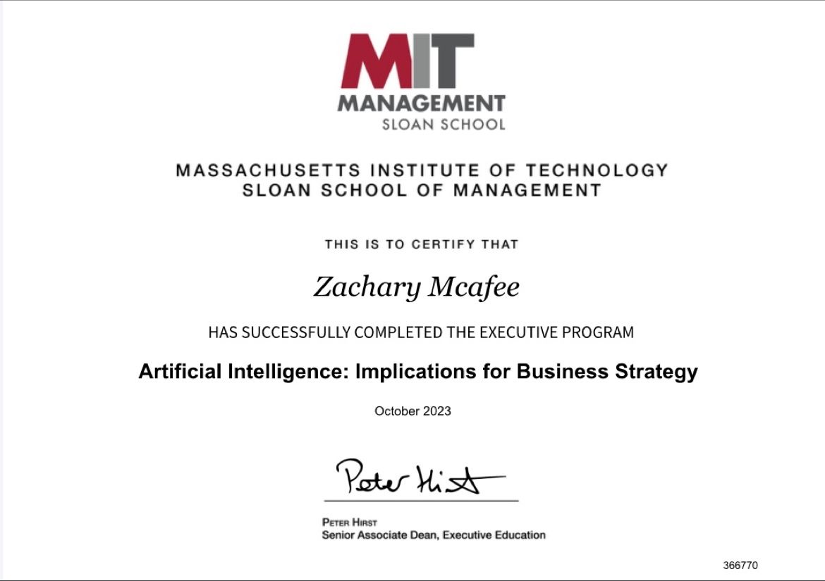 Zach McAfee on LinkedIn: I recently completed a certificate for Zach McAfee on LinkedIn: I recently completed a certificate for